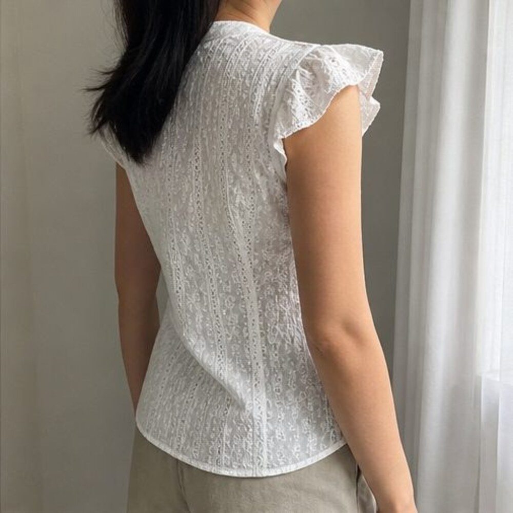 White Button Blouse - Picture 3 of 6